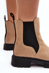 Women's Lined Ankle Boots with Zipper Beige Vesta