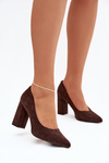 Suede heeled shoes Sergio Leone PB216 chocolate
