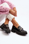 Women's Patent Loafers with Decoration Black Arsaba