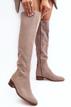 Women's Suede Over-the-Knee Flat Heel Boots Beige Hewanella