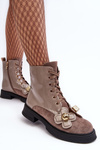 Stylish Women's Zipper Boots with Ornaments D&A MR870-76 Gray-brown