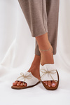 Flat Sole Slippers With Decorative Bow White Deonelis