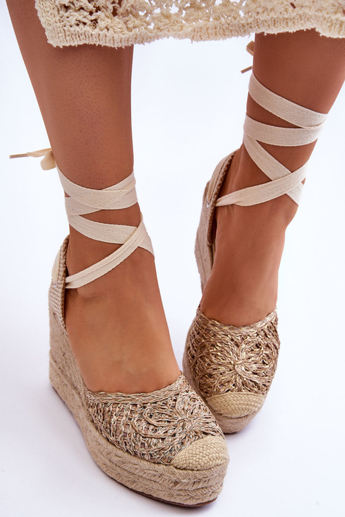 Tied Women's Wedge Sandals Beige Josephine