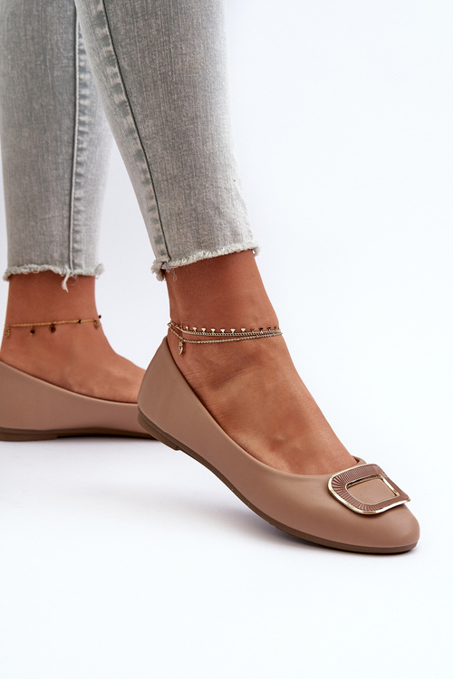 Ballerinas With Eco Leather Decoration Dark Beige Enicoria