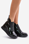 Leather Wedge Ankle Boots D&A Black MR880-137