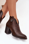 Insulated women's ankle boots on a heel made of eco leather chocolate Italian