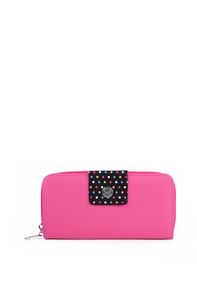 Large Women's Zip Wallet Dots Pink Huntress