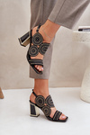 Embellished Heeled Sandals Black Delariona