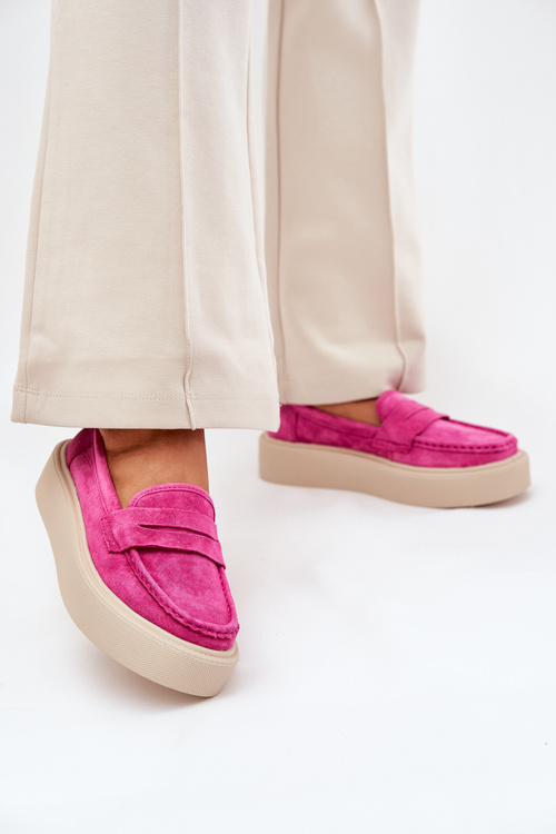 Women's Suede Moccasins On Platform Vinceza 79535 Fuchsia