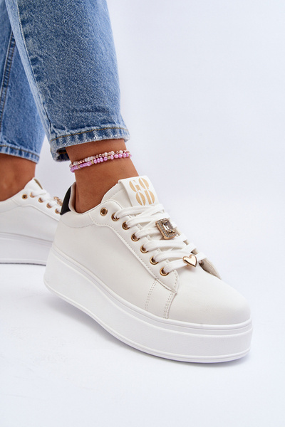 Women's platform sneakers with white embellishments Herbisa