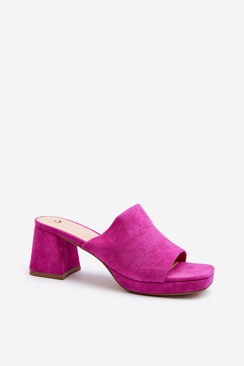 Klapki Damskie Obcas Fuksja Bralya TU256P