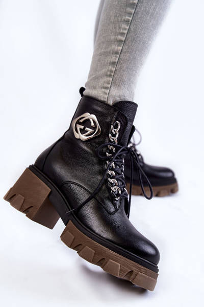 Leather Warm Boots With Zipper Black Raynes