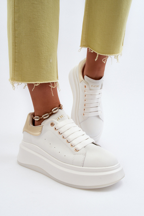 Sneakersy Damskie Skóra Naturalna Białe GOE NN2N4031