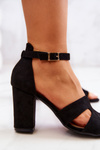 Fashionable Suede High Heels Sandals Black Aubrey