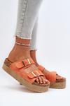 Women's Platform Sandals with Buckles Orange Lolpey