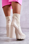 Women's Leather Boots With A Sock Beige Adalyn