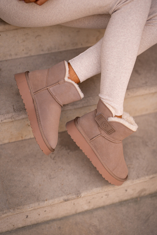 Leather Suede Snow Boots With Fur Vinceza 97951 Beige