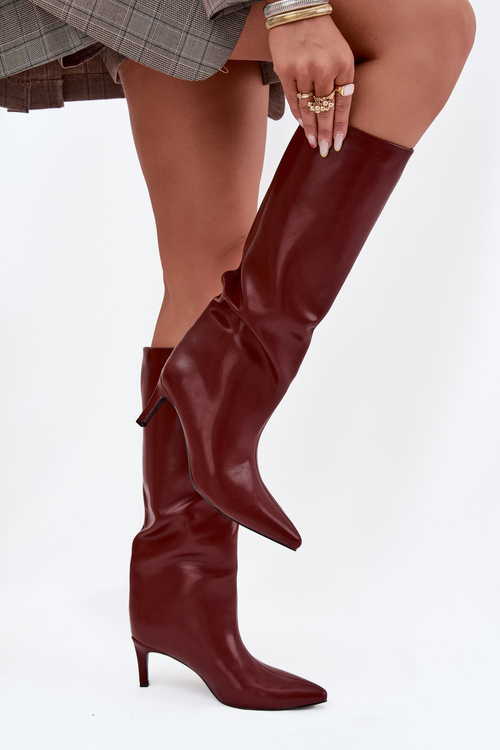 Women's Slip-On Insulated Boots on Heel Bordeaux Olive