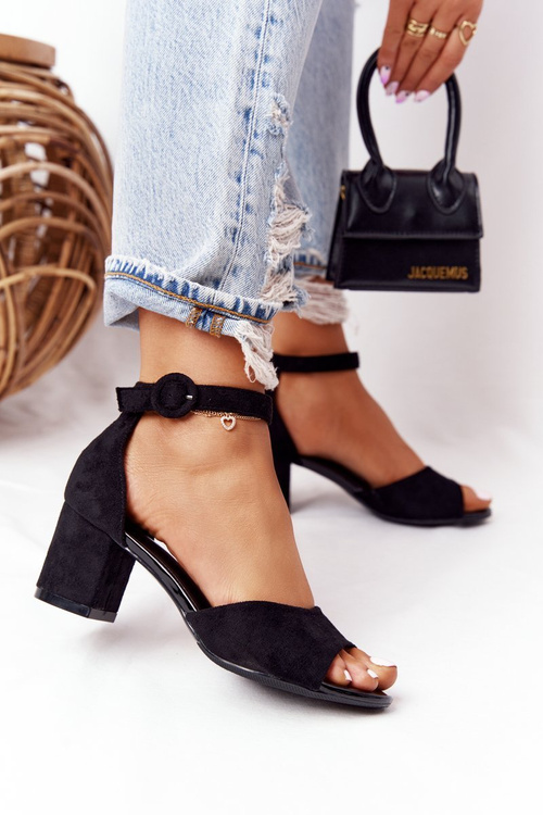 Suede High Heel Sandals Vinceza 23-20100 Black