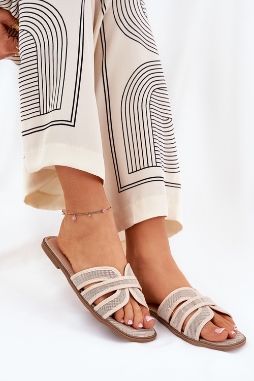 Classic Women's Flat Sandals Beige Scazze