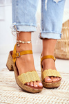 Sandals On A Braided Platform Yellow Fobi