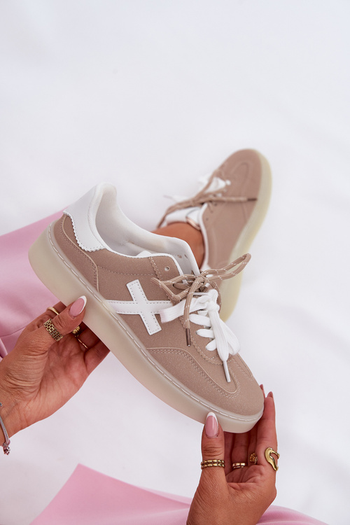 Buty Sportowe Damskie Niskie Beżowe Zelevelis