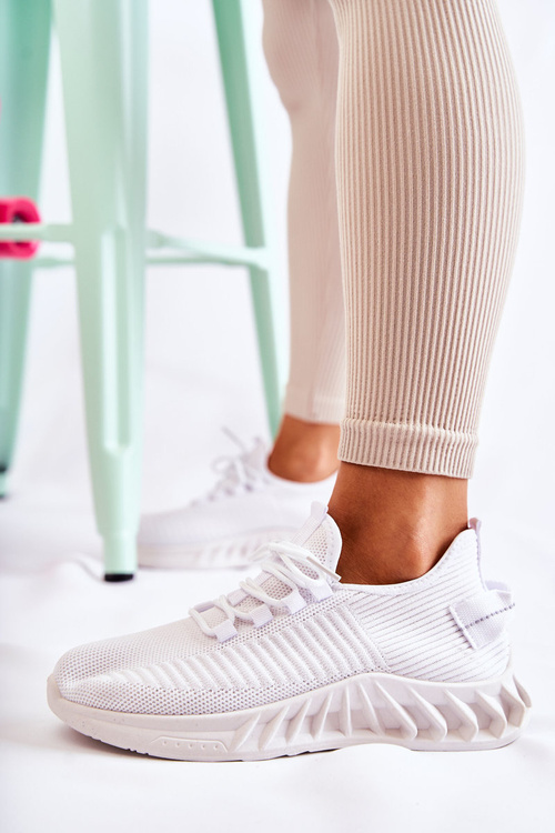Sportowe Buty Damskie Materiałowe Białe Lenney
