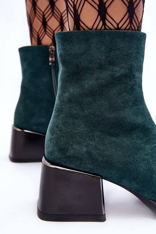 Botki Zamsz Masywny Klocek S.Barski MR870-70 Zielone