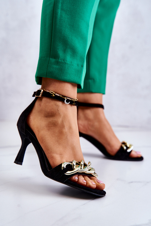 Suede high-heeled sandals Laura Messi 2366 Black