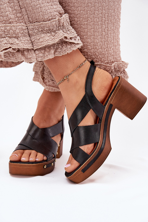 Leather Heeled Sandals Zazoo 1081 Black