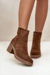 Women's Heeled Boots Insulated Eco Suede Brown Arkesia