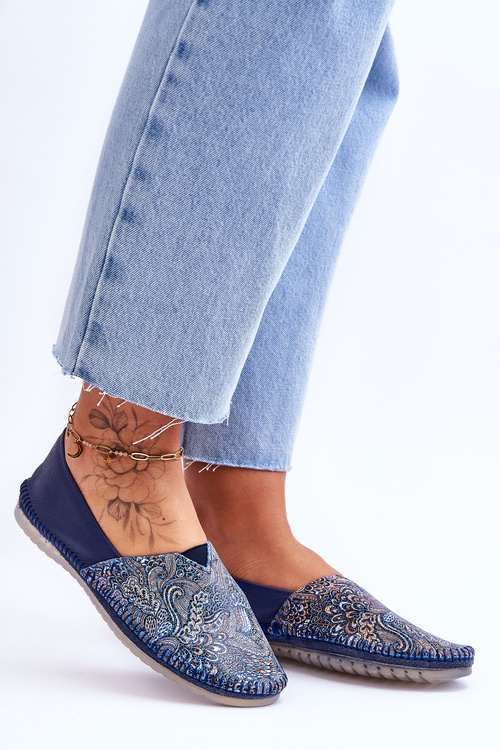 Baleriny Damskie Skóra Granatowe Maciejka 01930-103