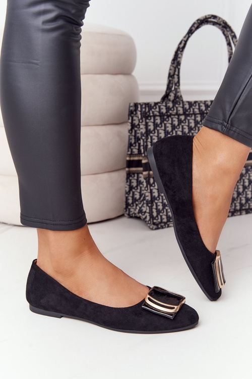 Suede Ballerinas With A Buckle Sergio Leone BL623 Black