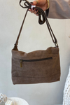 Post Bag From Eco Suede Dark Beige Carenza