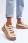 Buty Sportowe Damskie Zamsz Platforma Beżowe Rohan BL391P