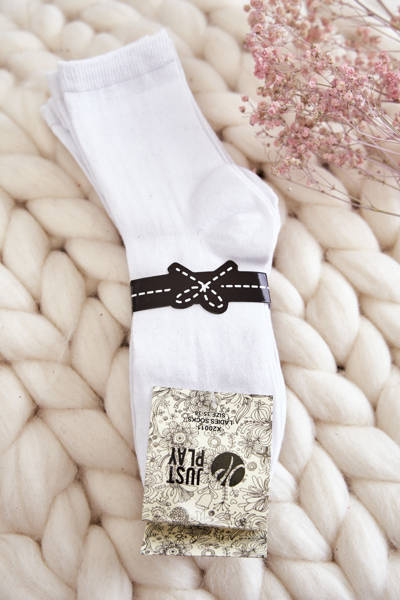 Skarpety Damskie Bawełna Sport Paski Białe