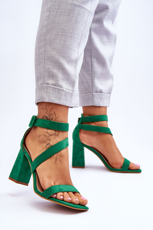 Women's Suede Heel Sandals Green Lanes