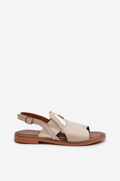 Sandały Damskie Skóra Naturalna Beżowe Zazoo 40385