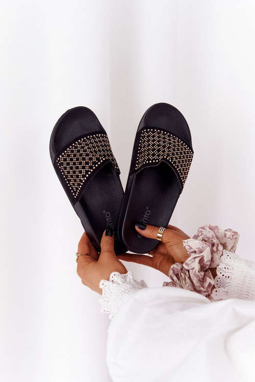 Women's Rubber Slippers With Sequins Black Tonya