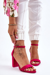 Classic Suede Heel Sandals Fuchsia Amina