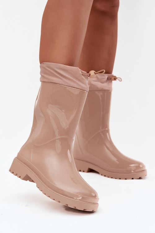 Damskie Kalosze Ze Ściągaczem Beżowe Kessia 