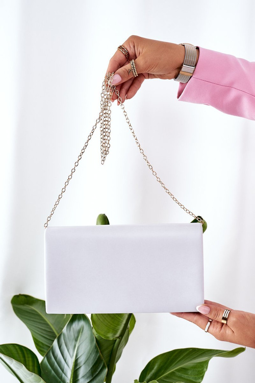 Elegant Clutch Bag With Chain Grey