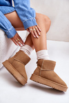 Women's Suede Snow Boots On Platform Above Ankle Camel Rianaella