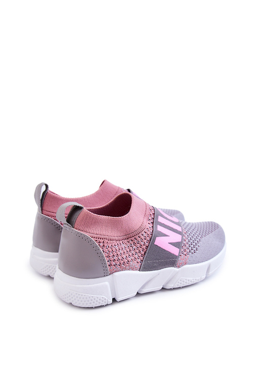 Children's Sport Slip-On Shoes Pink and Grey Cobby