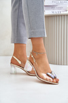 Transparent Sandals With Butterfly On Heel D&A MR42-326 Golden