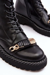 Women's Leather Boots Workery With Decoration Black SBarski MR870-68