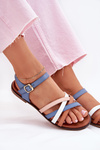 Women's Sandals With Intertwining Straps Blue Sergio Leone SK090H