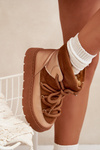 Low Women’s Snow Boots Lined With Fur And Thick Laces Camel Xarina
