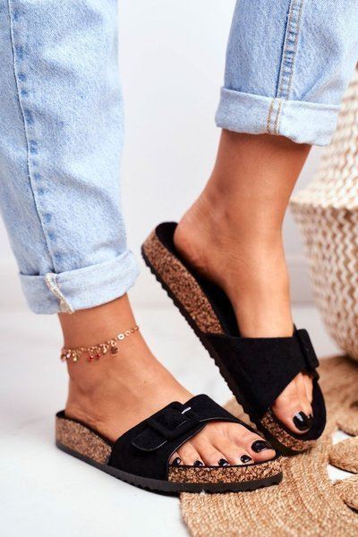 Women's Slides Buckle Adjustment Black Rosaline