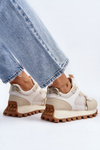 Buty Sportowe Sneakersy Damskie Beżowe Ralita C2145